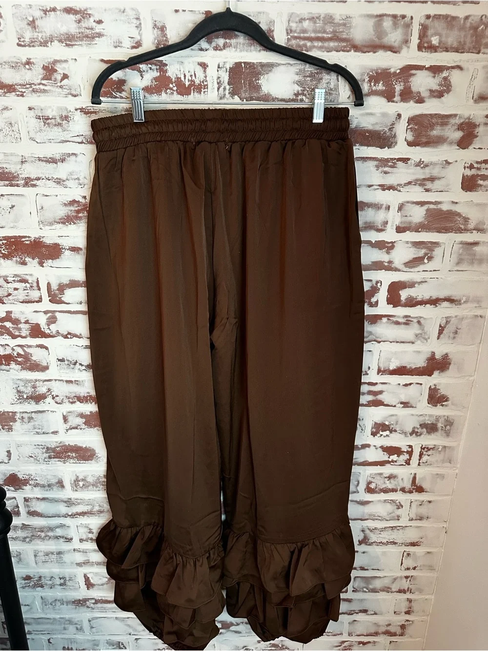 A Rare Bird Boho Ruffle Wide-Leg Pants in Brown — Women's - Picture 8 of 9
